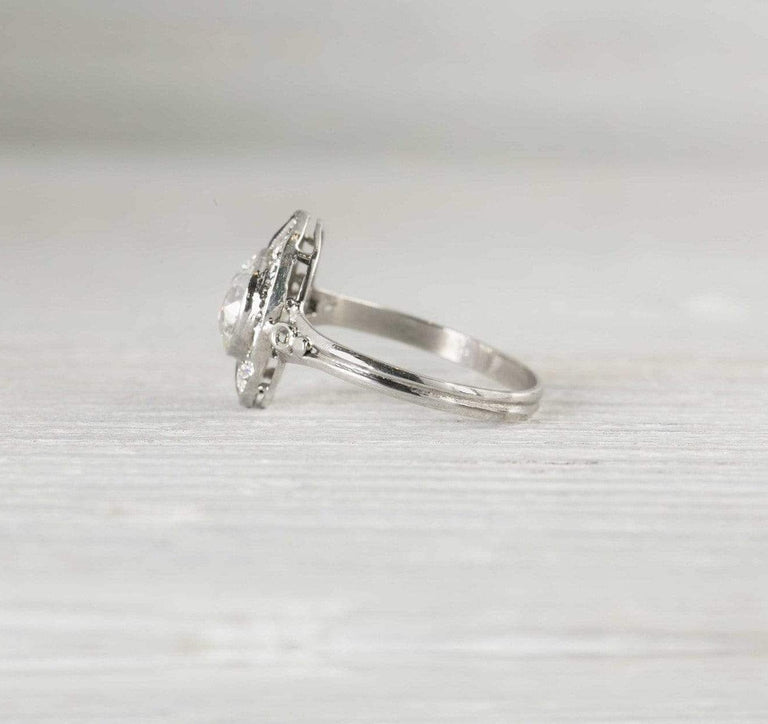 1.15 Carat Art Deco Diamond & Sapphire Vintage Engagement Ring