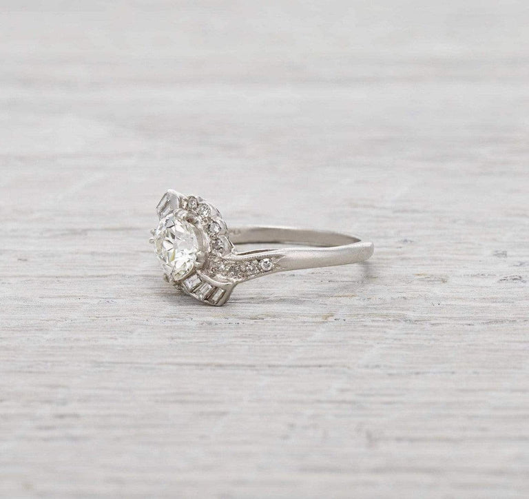 1.17 Carat Old European Cut Diamond Engagement Ring
