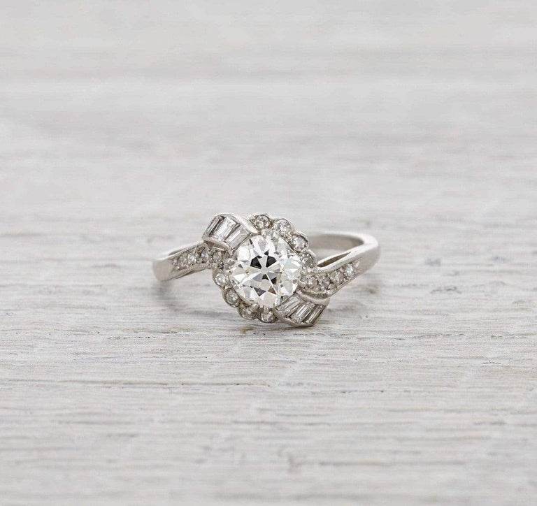 1.17 Carat Old European Cut Diamond Engagement Ring