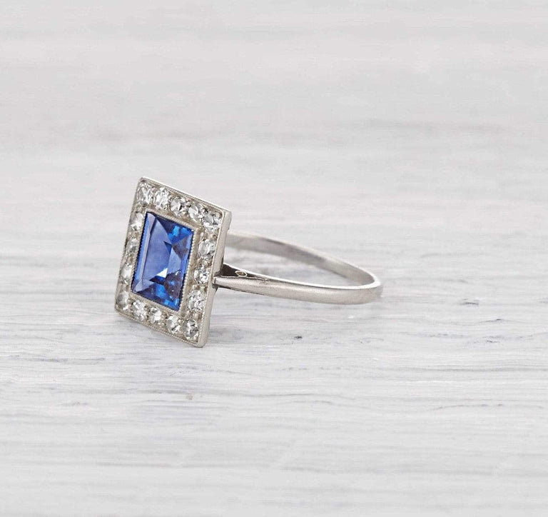 1.20 Carat Art Deco Sapphire Engagement Ring