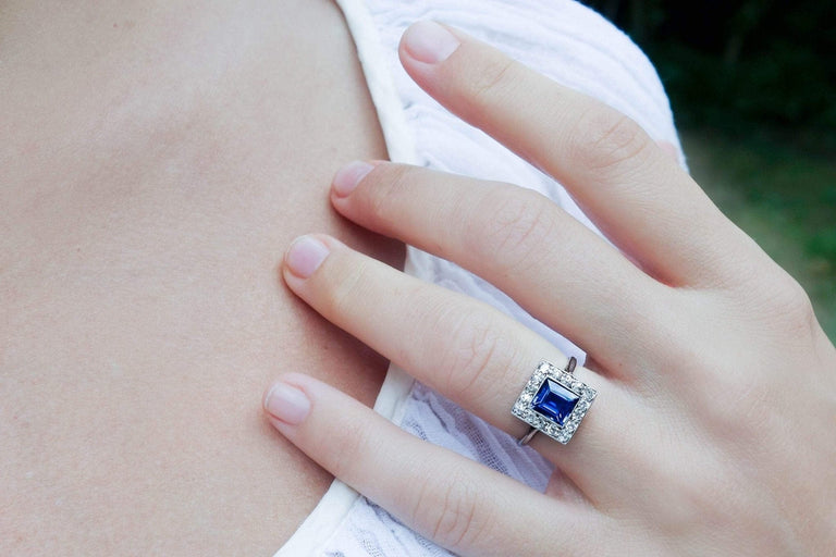 1.20 Carat Art Deco Sapphire Engagement Ring