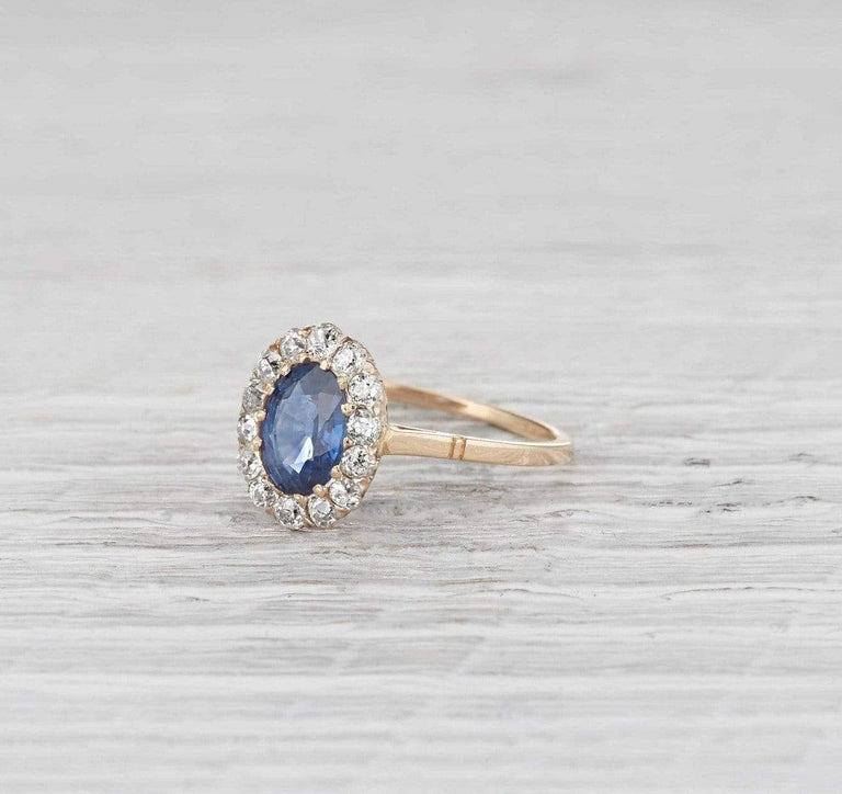 1.20 Carat Victorian Sapphire Cluster Ring