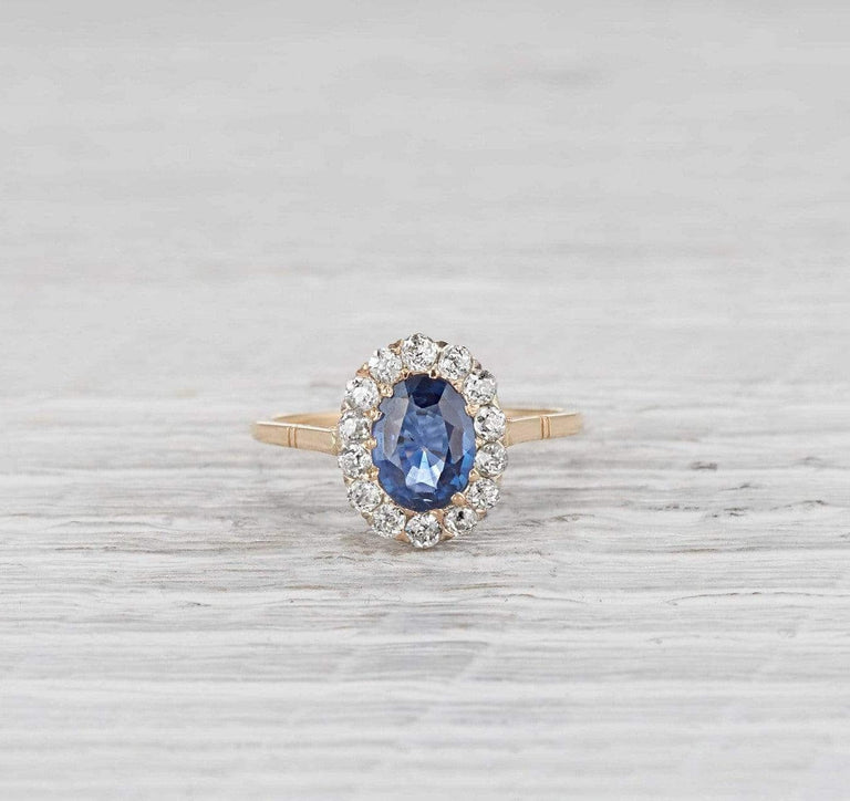 1.20 Carat Victorian Sapphire Cluster Ring