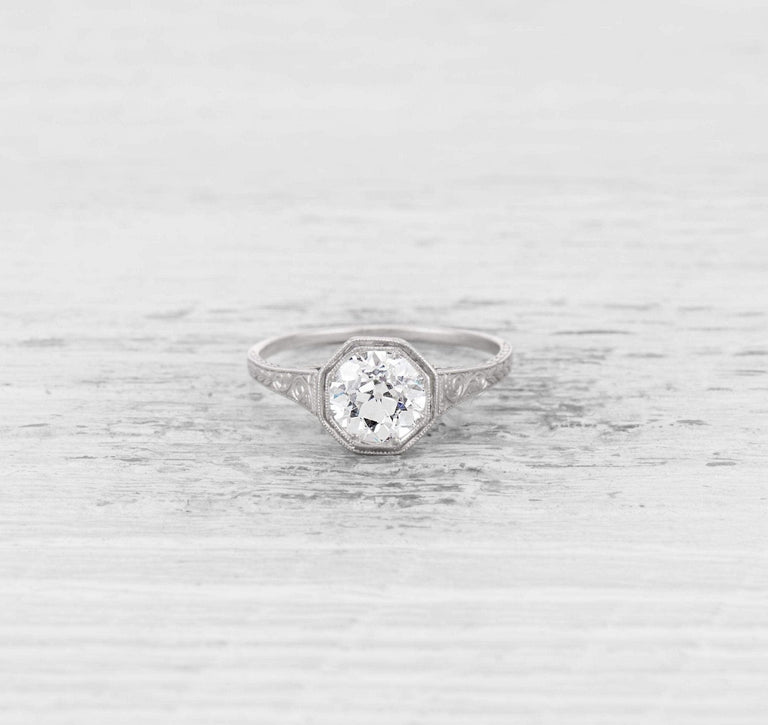 1.21 CARAT ART DECO DIAMOND ENGAGEMENT RING