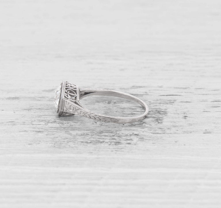 1.21 CARAT ART DECO DIAMOND ENGAGEMENT RING