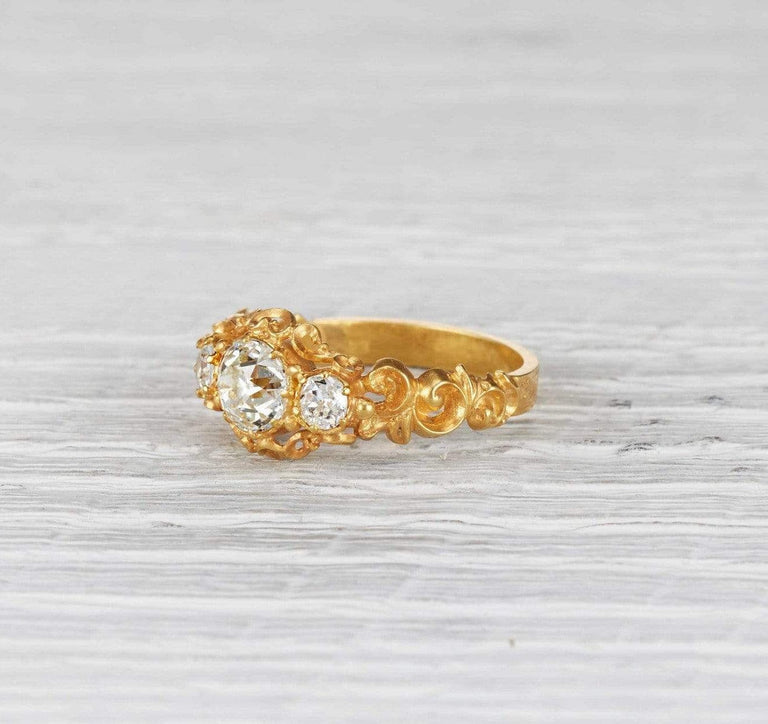 1.23 Carat Victorian Three Stone Engagement Ring