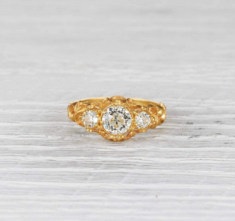 1.23 Carat Victorian Three Stone Engagement Ring