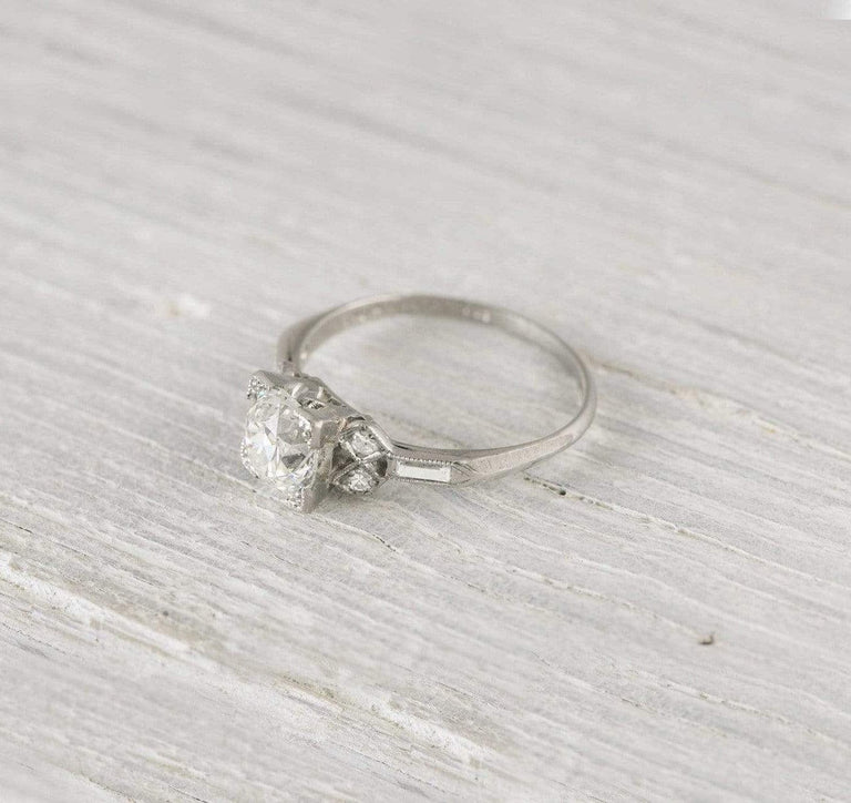 1.36 Carat Vintage Old European Cut Diamond Engagement Ring