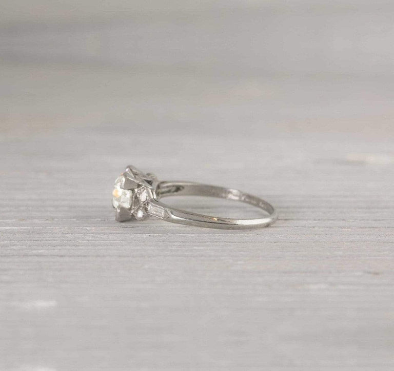 1.36 Carat Vintage Old European Cut Diamond Engagement Ring