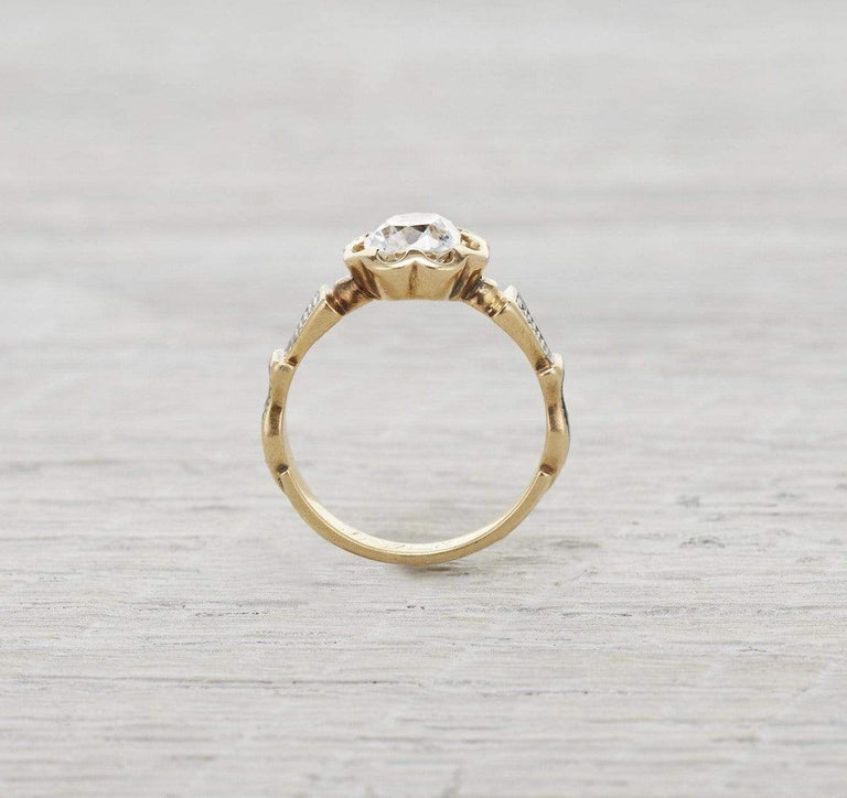 1.38 Carat Victorian Cushion Cut Diamond Engagement Ring