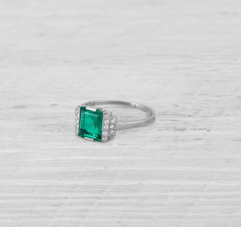 1.40 CARAT ART DECO EMERALD AND DIAMOND RING
