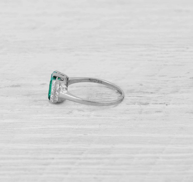 1.40 CARAT ART DECO EMERALD AND DIAMOND RING