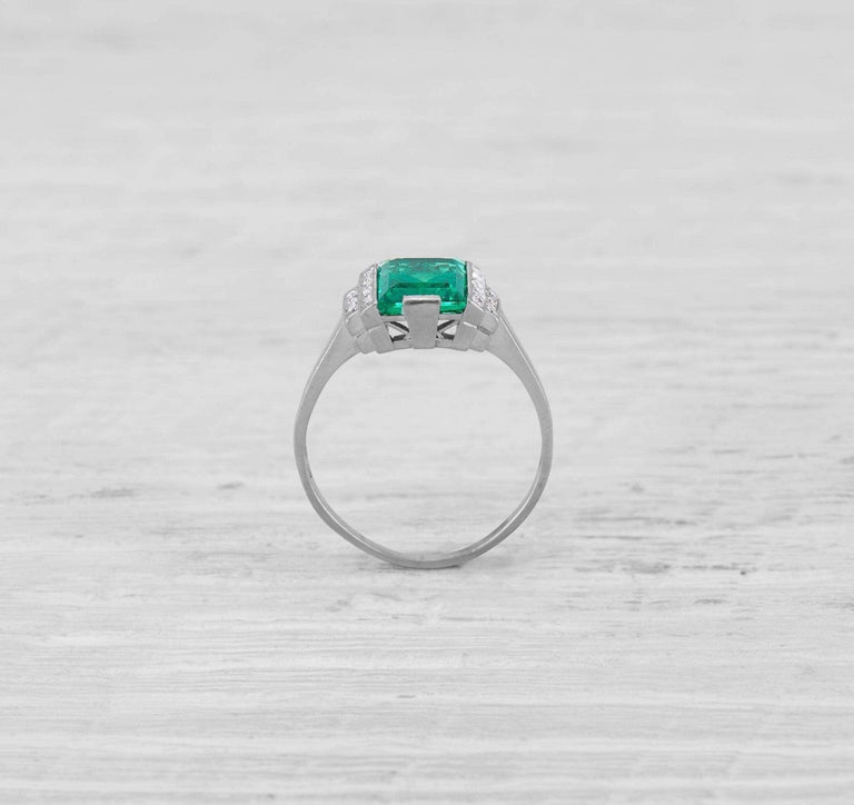 1.40 CARAT ART DECO EMERALD AND DIAMOND RING