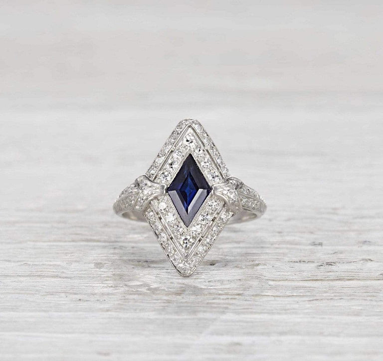 1.40 Carat Art Deco Sapphire and Diamond Ring