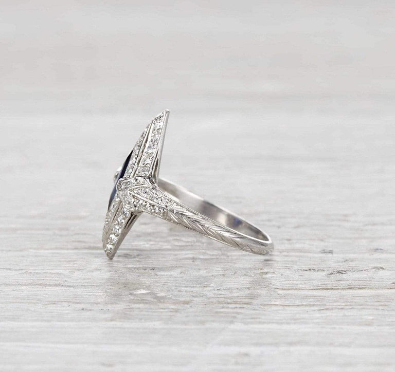 1.40 Carat Art Deco Sapphire and Diamond Ring
