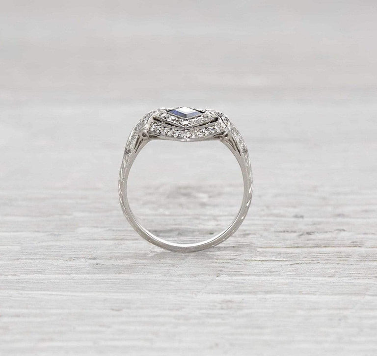 1.40 Carat Art Deco Sapphire and Diamond Ring