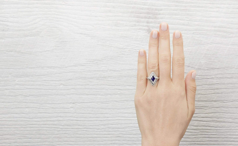 1.40 Carat Art Deco Sapphire and Diamond Ring