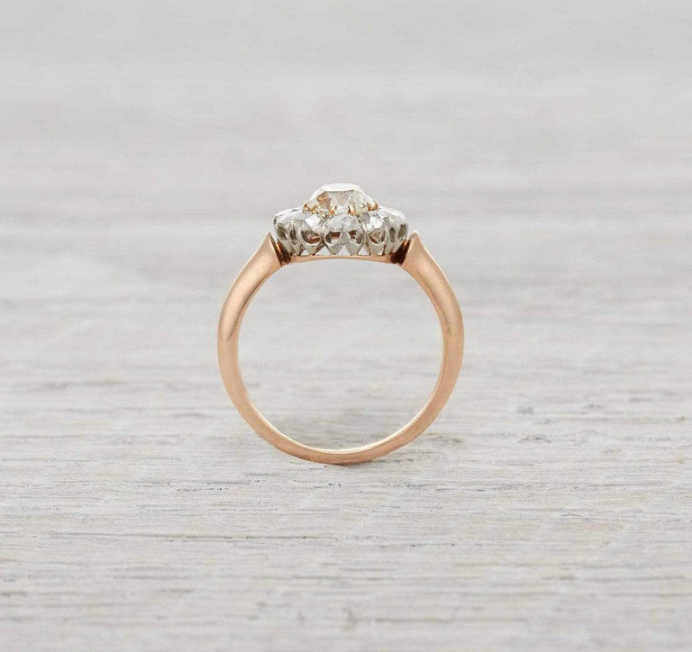 1.40 Carat Edwardian Diamond Cluster Gold Engagement Ring