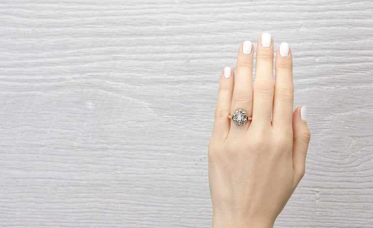 1.40 Carat Edwardian Diamond Cluster Gold Engagement Ring