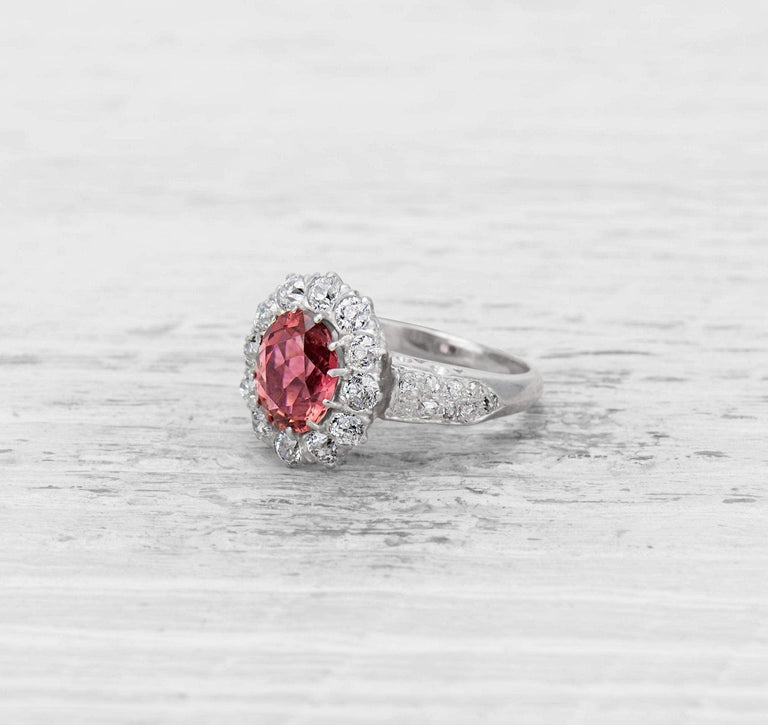 1.45 CARAT PINK TOURMALINE AND DIAMOND ENGAGEMENT RING
