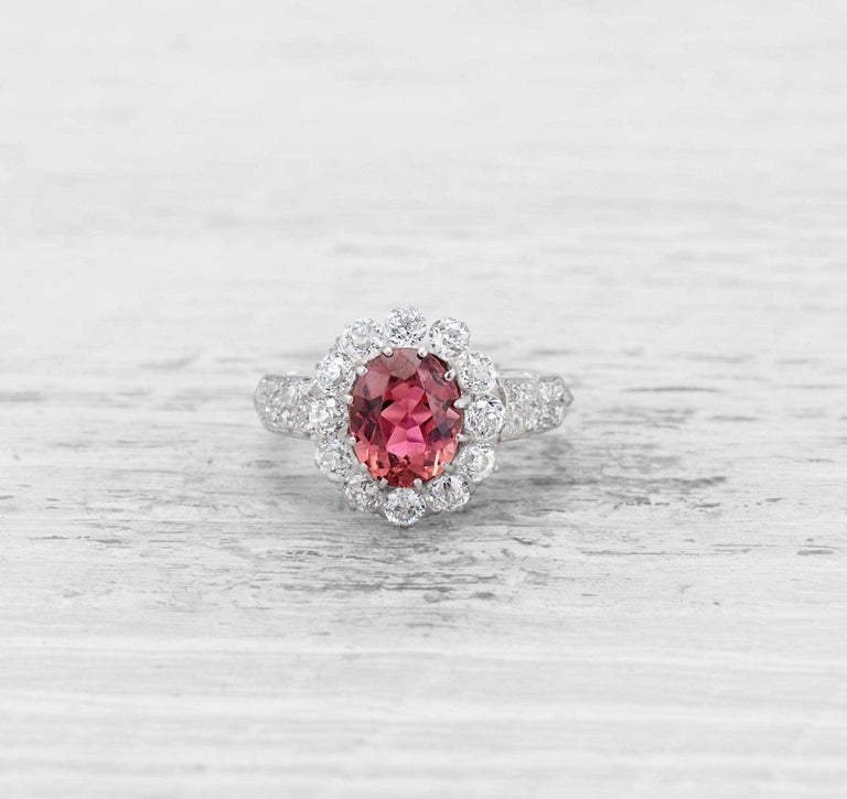 1.45 CARAT PINK TOURMALINE AND DIAMOND ENGAGEMENT RING
