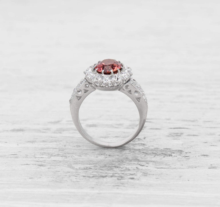 1.45 CARAT PINK TOURMALINE AND DIAMOND ENGAGEMENT RING