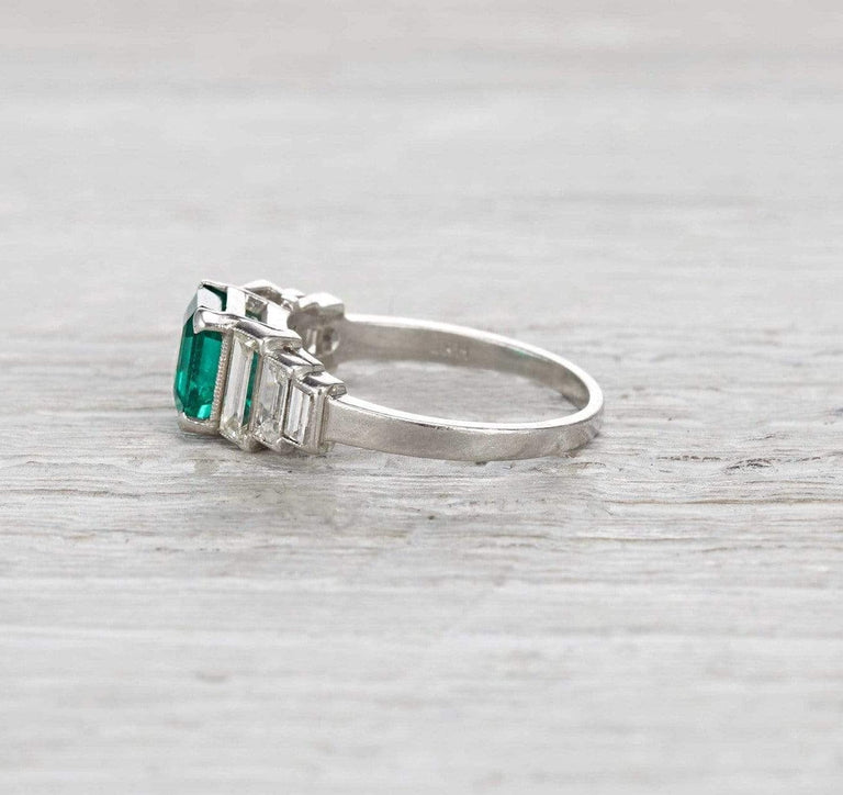 1.50 Carat Art Deco Emerald Engagement Ring