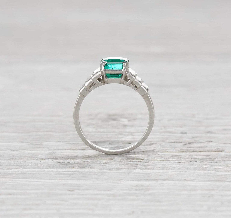 1.50 Carat Art Deco Emerald Engagement Ring