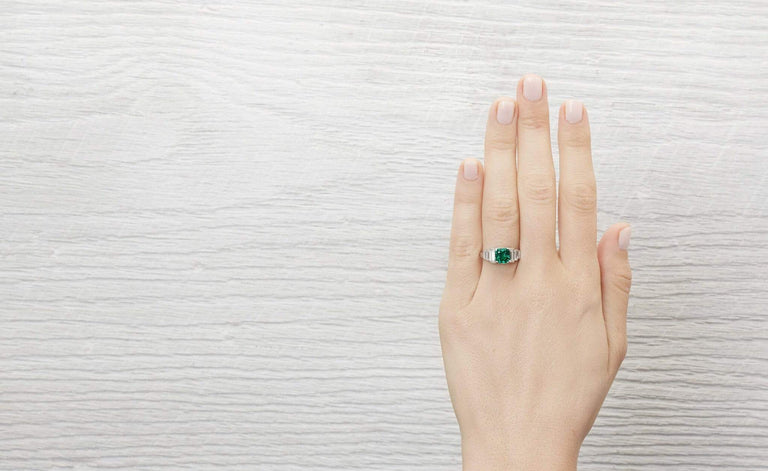 1.50 Carat Art Deco Emerald Engagement Ring