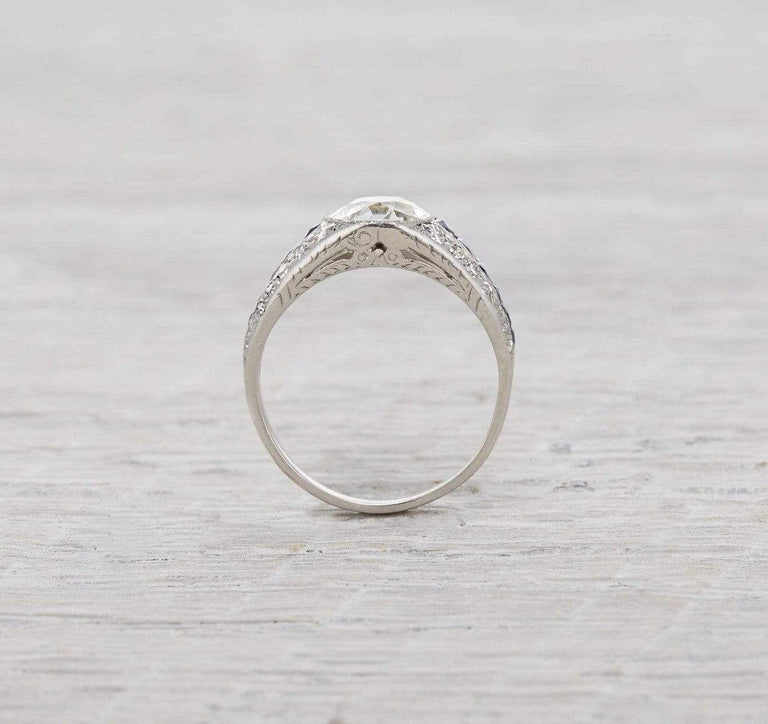 1.50 Carat Art Deco Sapphire and Diamond Engagement Ring