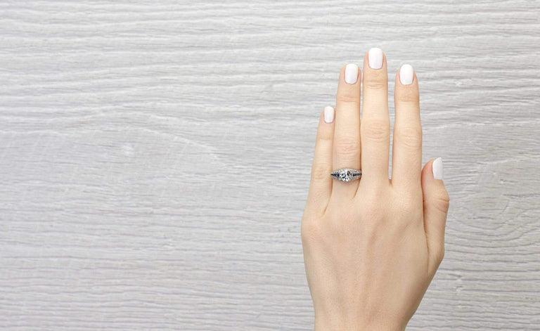 1.50 Carat Art Deco Sapphire and Diamond Engagement Ring