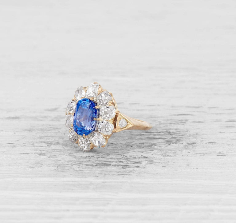 1.50 CARAT VICTORIAN AND DIAMOND CLUSTER ENGAGEMENT RING