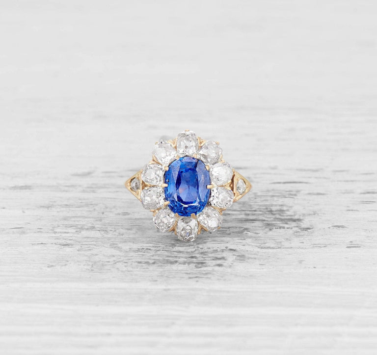 1.50 CARAT VICTORIAN AND DIAMOND CLUSTER ENGAGEMENT RING