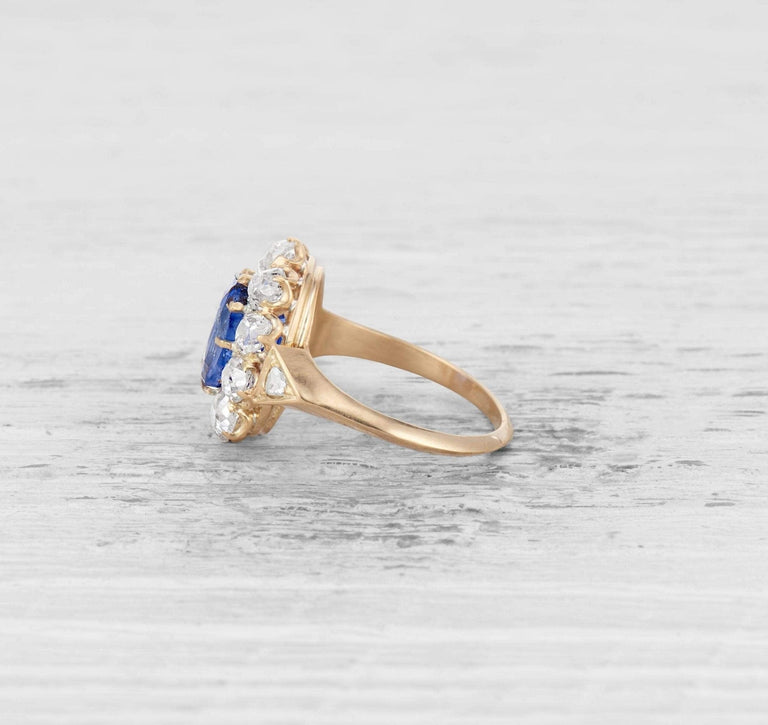 1.50 CARAT VICTORIAN AND DIAMOND CLUSTER ENGAGEMENT RING