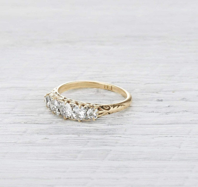 1.50 Carat Victorian Carved Half Hoop Band