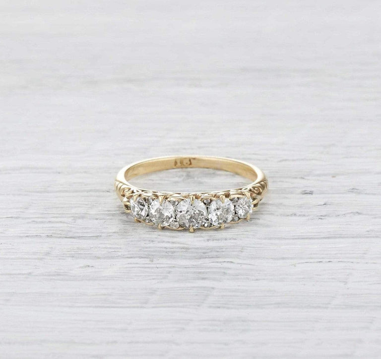 1.50 Carat Victorian Carved Half Hoop Band