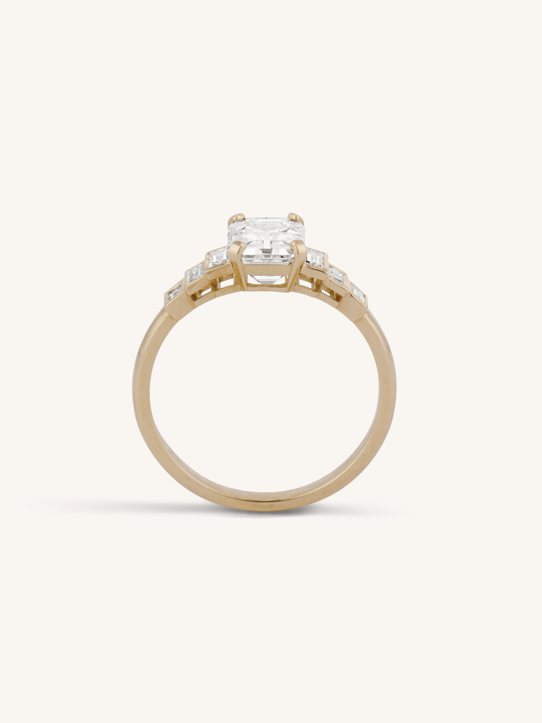 1.50ct Emerald Cut Engagement Ring with Baguette Diamonds | Luma