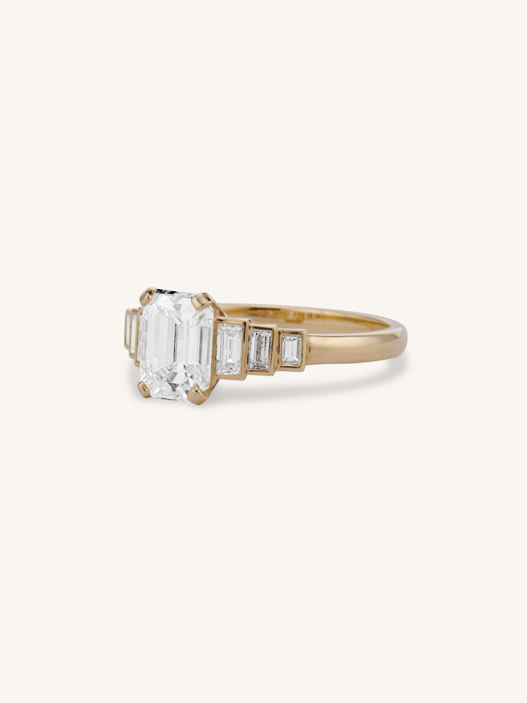 1.50ct Emerald Cut Engagement Ring with Baguette Diamonds | Luma