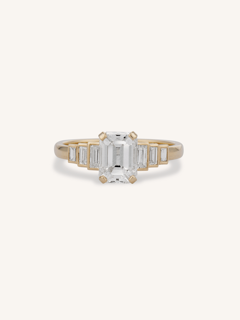 1.50ct Emerald Cut Engagement Ring with Baguette Diamonds | Luma