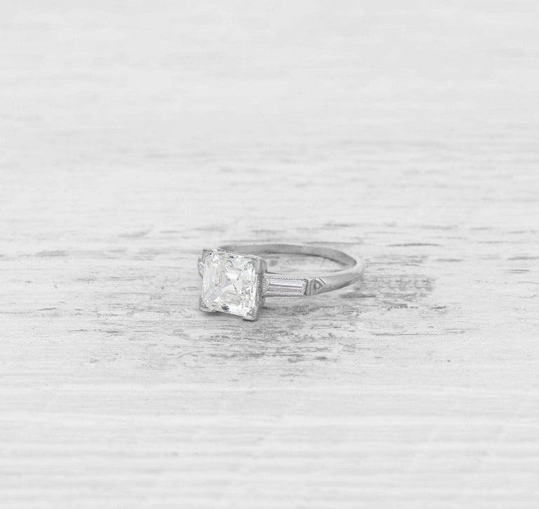 1.52 ART DECO SQUARE-CUT DIAMOND ENGAGEMENT RING