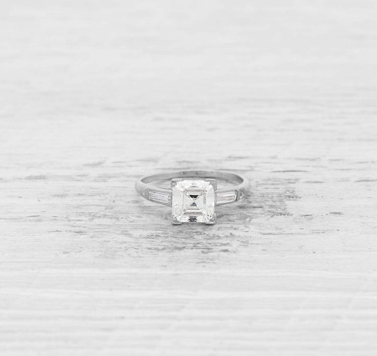 1.52 ART DECO SQUARE-CUT DIAMOND ENGAGEMENT RING