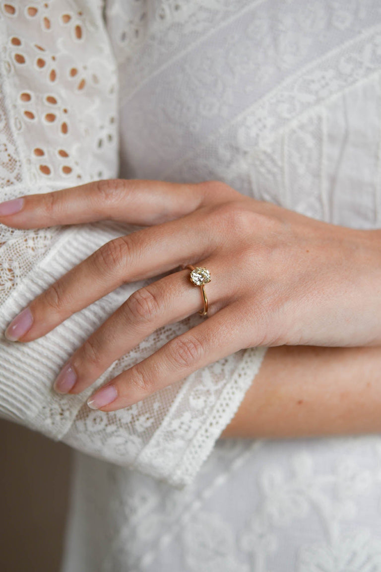 1.55Ct Old Mine Diamond Solitaire in Yellow Gold | Astrid