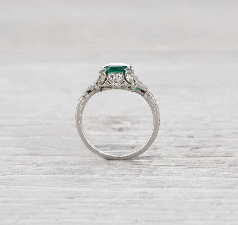 1.60 Carat Art Deco Emerald Ring