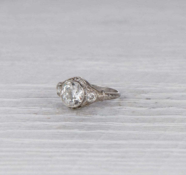 1.61 Carat Art Deco Diamond Engagement Ring