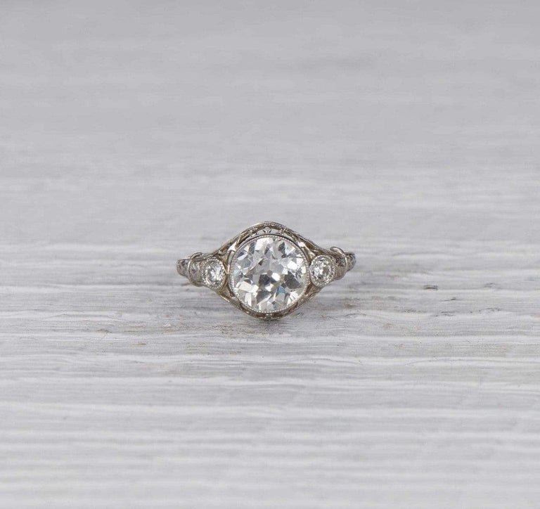 1.61 Carat Art Deco Diamond Engagement Ring