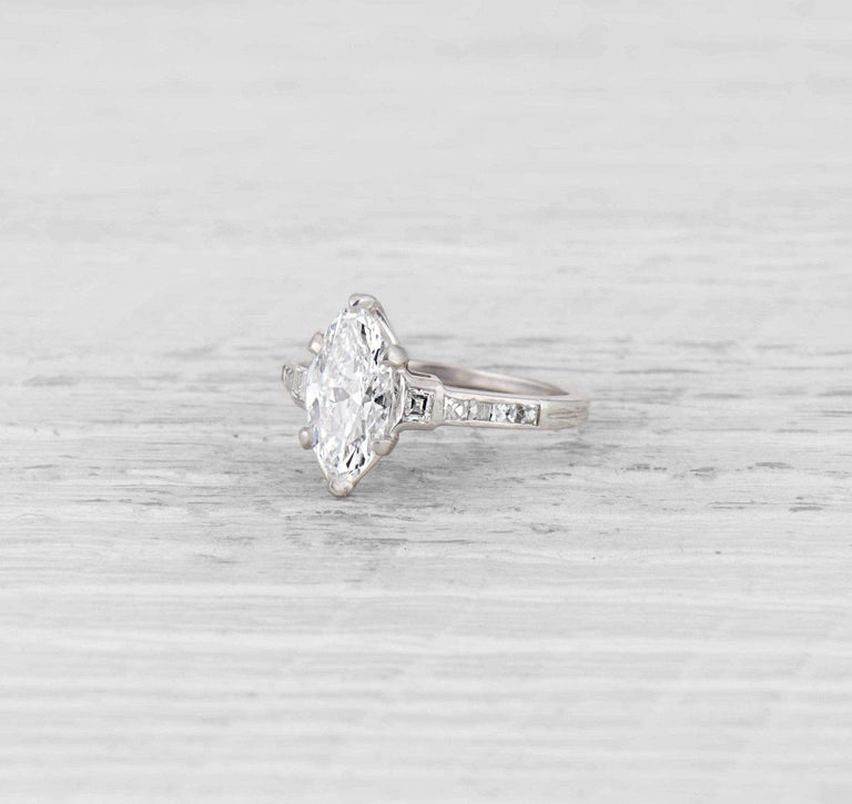 1.71 Carat Art Deco Marquise-cut Diamond Ring