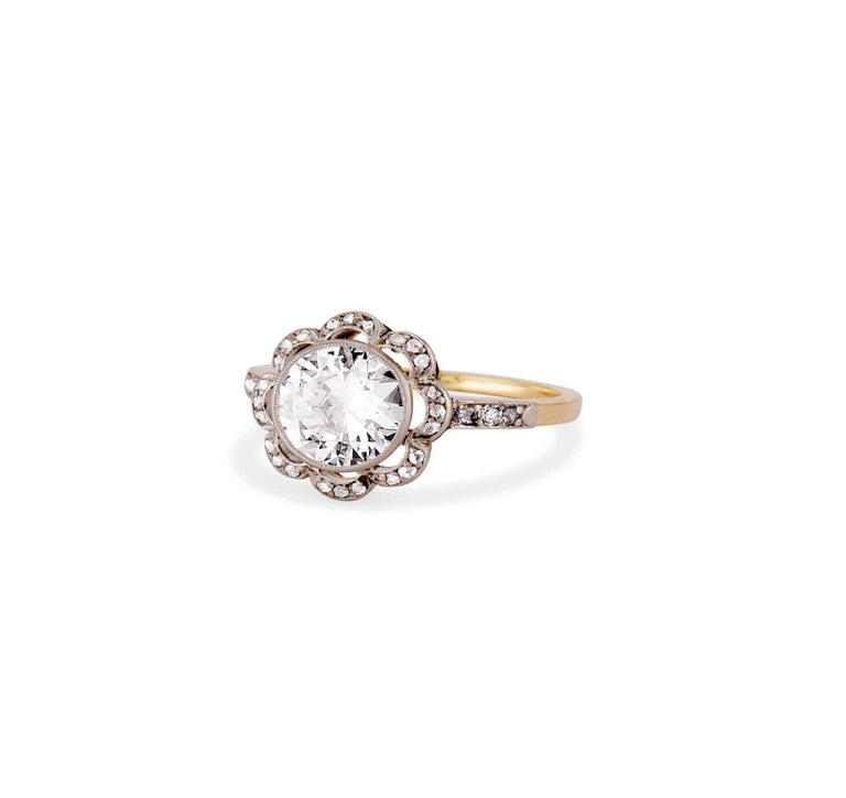 1.71 Edwardian Diamond Scalloped Engagement Ring