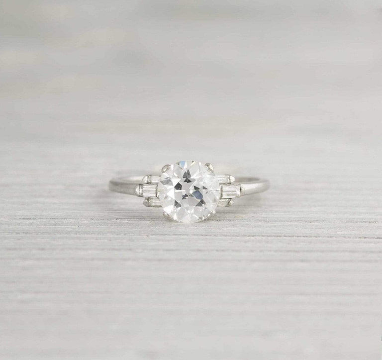 1.76 Carat Vintage Art Deco Diamond Engagement Ring