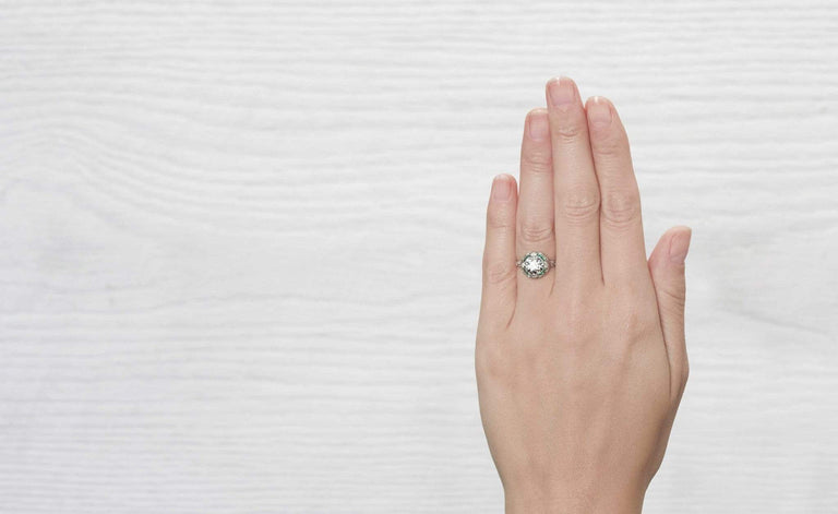 1.87 Carat Edwardian Diamond and Emerald Engagement Ring