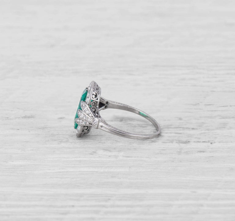 1.91 CARAT ART DECO EMERALD AND DIAMOND RING